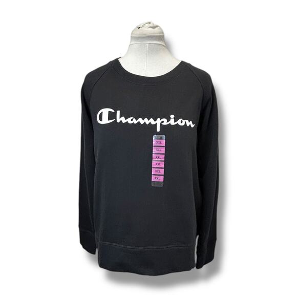 Champion Women’s Long Sleeve Crewneck Sweatshirt, Black, size XXL - Picture 1 of 13